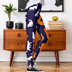 Personalisiertes Foto Weißes Orangenkatzenmuster Leggings