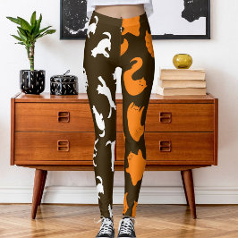 Personalisiertes Foto Weißes Orangenkatzenmuster Leggings