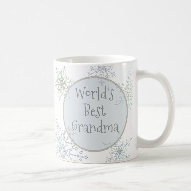 Personalisiertes Foto Weltbestes Oma Snowflake Kaffeetasse (Rechts)