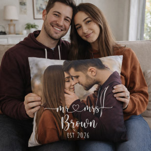 Personalisiertes Foto-Wurfkissen für Mr & Mrs Kissen