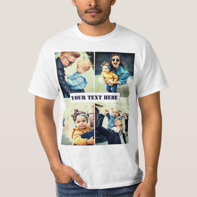 Personalisiertes Foto x4 und Text T-Shirt (Vorderseite)