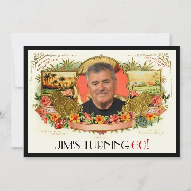 Personalisiertes Foto Zigarren-Box-Etikett Party e Einladung (Vorderseite)