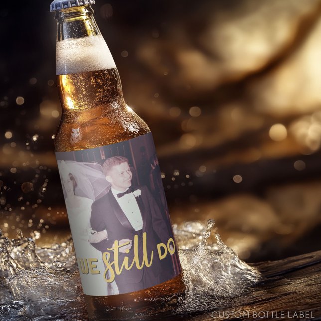 personalisiertes Foto zum 50. Hochzeitstag Golden Bierflaschenetikett (Custom Party Beer Label - Wedding Anniversary)