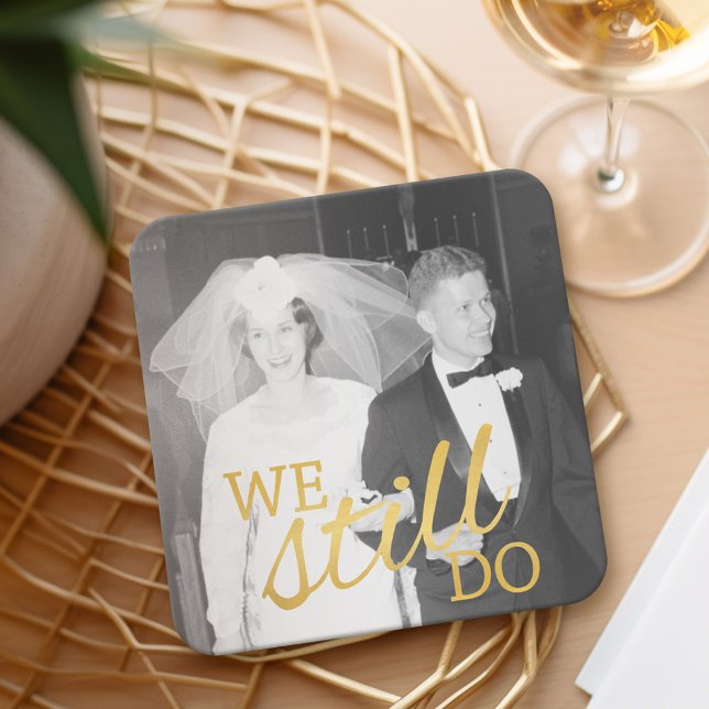 personalisiertes Foto zum 50. Hochzeitstag Golden Rechteckiger Pappuntersetzer (Wedding Anniversary Coasters - Personalize with a photo)