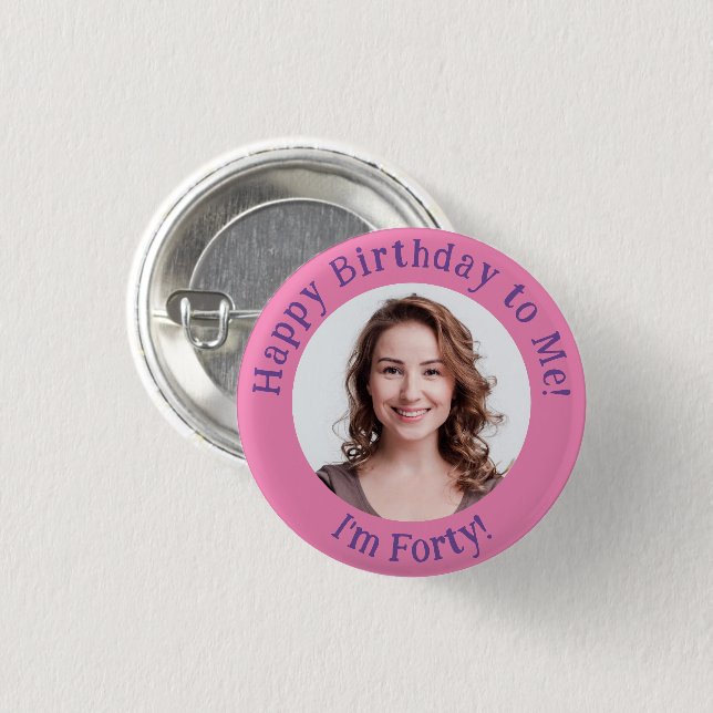 Personalisiertes Foto zum Geburtstag, Ihr Abzeiche Button (Vorne & Hinten)