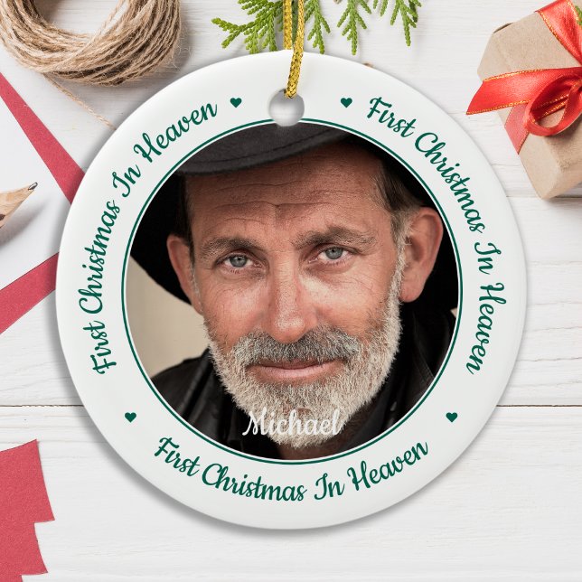 Personalisiertes Foto zur Erinnerung an den ersten Keramik Ornament (Von Creator hochgeladen)