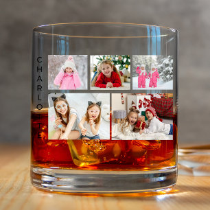 Personalisiertes Fotocollage-Name Whiskeyglas Whiskyglas