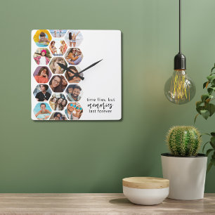 Personalisiertes Fotocollagen-Andenken-Geschenk Quadratische Wanduhr