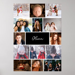 Personalisiertes Fotocollagenposter mit Namen Poster