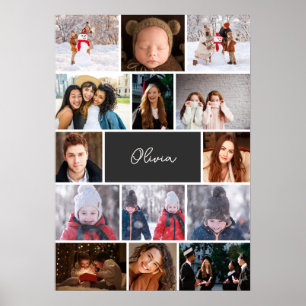 Personalisiertes Fotocollagenposter mit Namen Poster