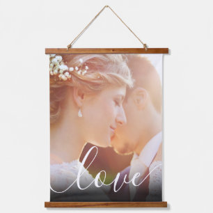 Personalisiertes Fotodrehbuch Liebe Wandteppich Mit Holzrahmen