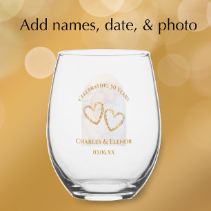 Personalisiertes Fotogeschenk zum 50. Hochzeitstag Weinglas Ohne Stiel