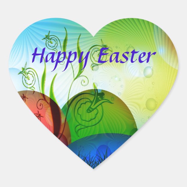 Personalisiertes Fraktal Ostereier Herz-Aufkleber (Vorderseite)