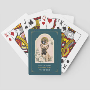 Personalisiertes Französische Bulldogge Hochzeitsg Spielkarten