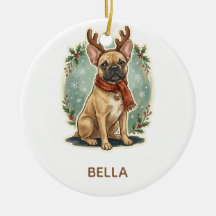 Personalisiertes Französische Bulldogge-Rentier-Or