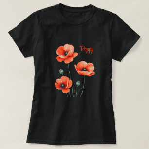 Personalisiertes Frauen-T-Shirt mit hübschen Mohnb T-Shirt