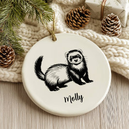 Personalisiertes Frettchen-Weihnachten Keramik Ornament