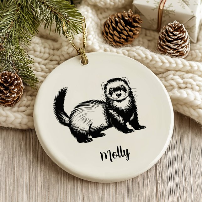 Personalisiertes Frettchen-Weihnachten Keramik Ornament (Von Creator hochgeladen)