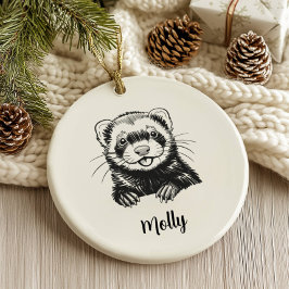 Personalisiertes Frettchen-Weihnachten Keramik Ornament