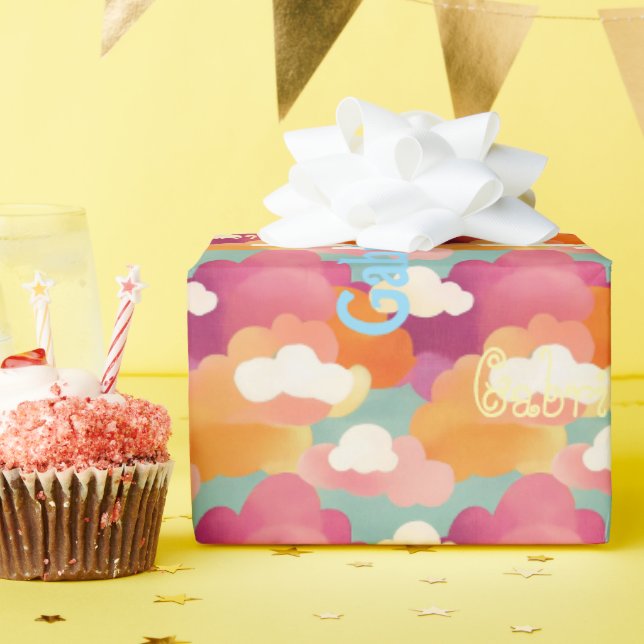 Personalisiertes, freudvolles Watercolor-Wrapping- Geschenkpapier (Geburtstagsparty)