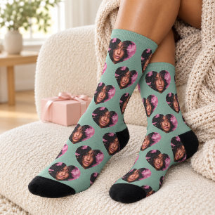 Personalisiertes Freundinnen-Herzgesicht Socken