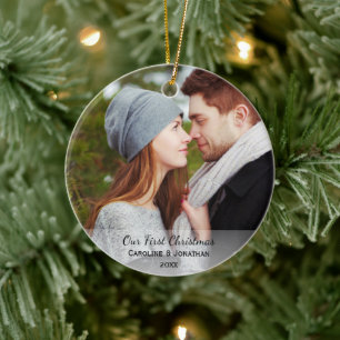 Personalisiertes frisch verheiratetes Foto - Unser Keramikornament