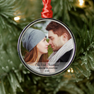 Personalisiertes frisch verheiratetes Foto - Unser Ornament Aus Metall