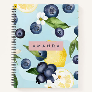 Personalisiertes Frisches Blaubeer-Limonen-Wasserf Notizbuch