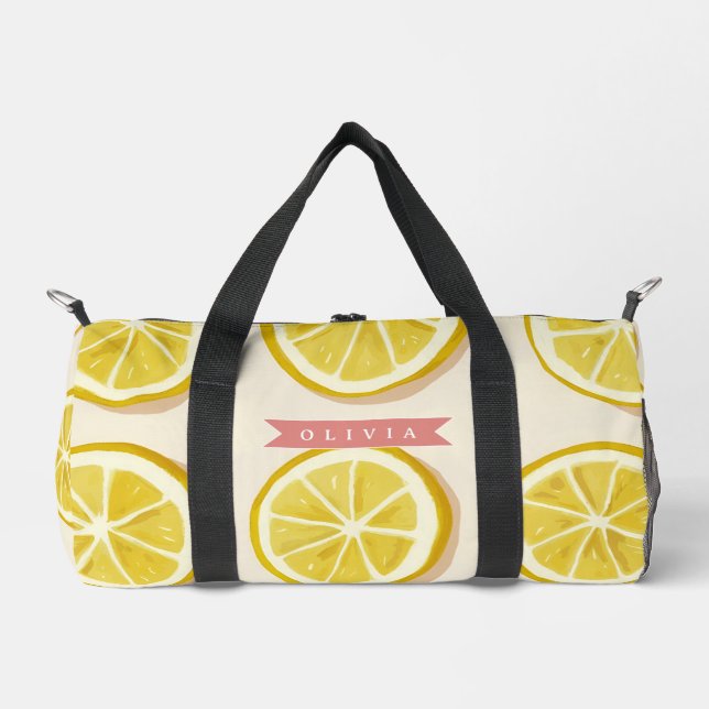 Personalisiertes Frisches Zitronenscheiben-Muster  Duffle Bag (Vorderseite)