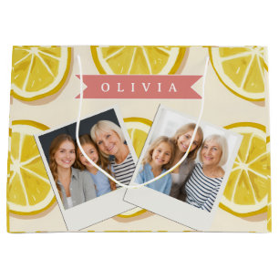 Personalisiertes frisches Zitronenscheiben-Muster Große Geschenktüte