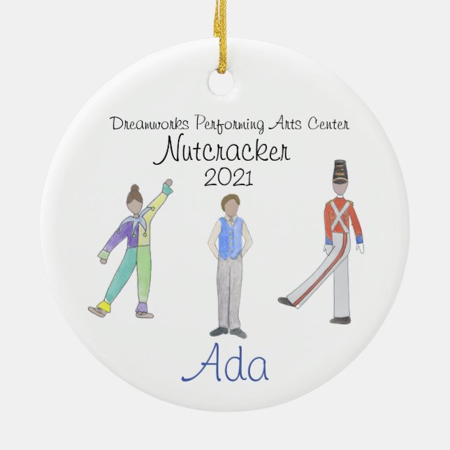 Personalisiertes Fritz/Solid/Blume Nutcracker Cera Keramik Ornament (Hinten)