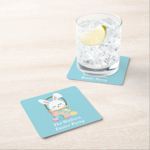 Personalisiertes Frohe Ostern Babyblau-Party Rechteckiger Pappuntersetzer