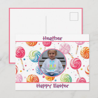 Personalisiertes Frohe Ostern Lutscher Candy Foto Postkarte