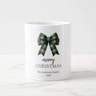Personalisiertes Frohe Weihnachten Grüner Karo-B Jumbo-Tasse