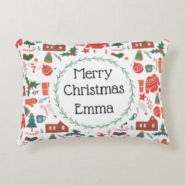 Personalisiertes Frohe Weihnachten Name Feiertag K Dekokissen
