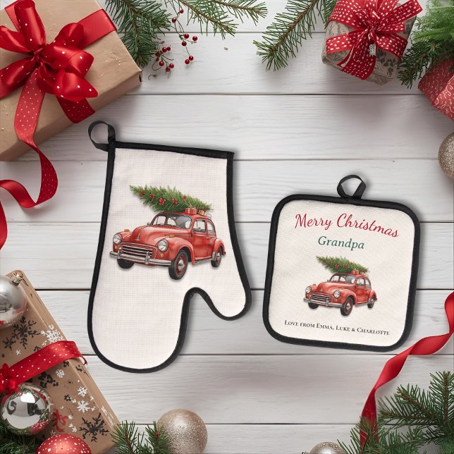 Personalisiertes Frohe Weihnachten Opa Küchen-Set Ofenhandschuh & Topflappen-Set (Von Creator hochgeladen)
