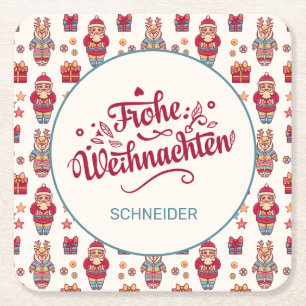 Personalisiertes Frohe Weihnachten Rechteckiger Pappuntersetzer