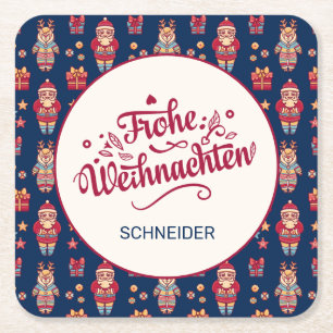 Personalisiertes Frohe Weihnachten Rechteckiger Pappuntersetzer