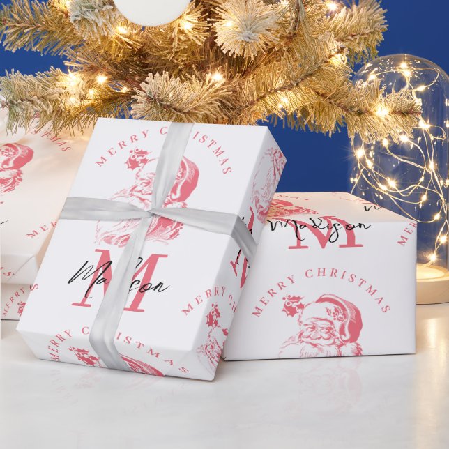 Personalisiertes Frohe Weihnachten Rosa Weihnachts Geschenkpapier (Feiertage)