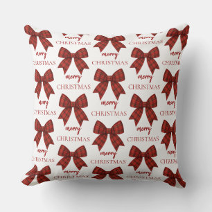 Personalisiertes Frohe Weihnachten   Roter Karo-Bo Kissen