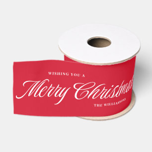 Personalisiertes Frohe Weihnachten Rotes Band Ripsband