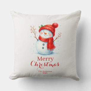 Personalisiertes Frohe Weihnachten Schneemann Benu Kissen