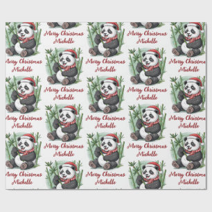 Personalisiertes Frohe Weihnachten Süßer Panda Bär Geschenkpapier