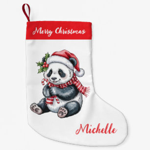 Personalisiertes Frohe Weihnachten Süßer Panda Bär Kleiner Weihnachtsstrumpf