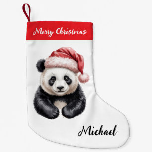 Personalisiertes Frohe Weihnachten Süßer Panda Bär Kleiner Weihnachtsstrumpf