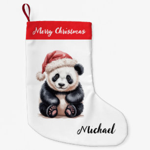 Personalisiertes Frohe Weihnachten Süßer Panda Bär Kleiner Weihnachtsstrumpf