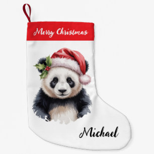 Personalisiertes Frohe Weihnachten Süßer Panda Bär Kleiner Weihnachtsstrumpf