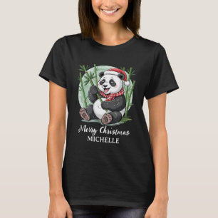 Personalisiertes Frohe Weihnachten Süßer Panda Bär T-Shirt