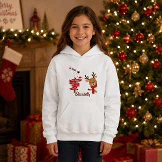 Personalisiertes Frohe Weihnachten Süßes Rentier F Hoodie