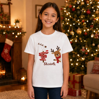 Personalisiertes Frohe Weihnachten Süßes Rentier F T-Shirt